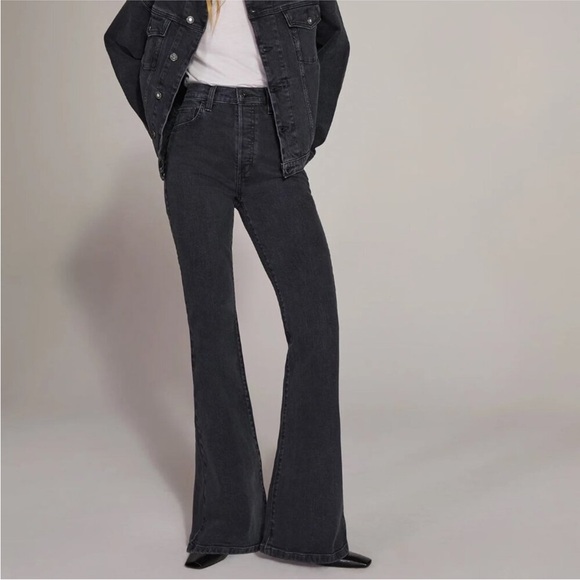 Favorite Daughter Denim - Favorite Daughter Valentina Super High Rise Flare Boulder Black Jeans 27
